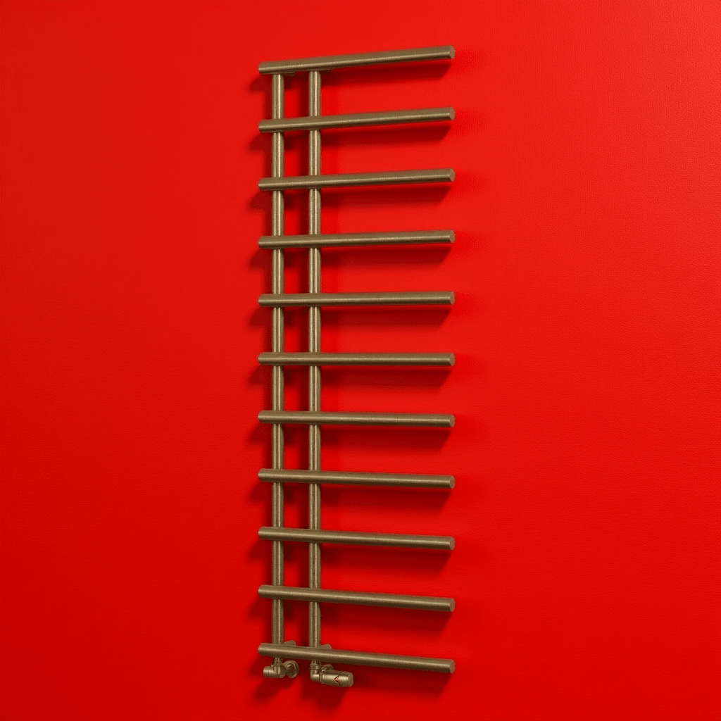 Reina Matera Brushed Brass Cylinder Bar Heated Towel Rail in 1412H x 500W