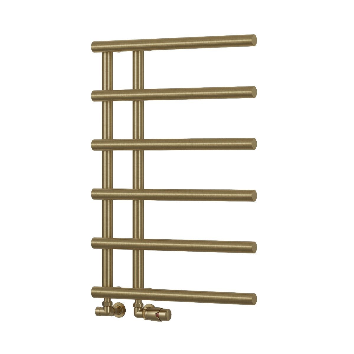 Reina Matera Brushed Brass Cylinder Bar Heated Towel Rail in 1412H x 500W