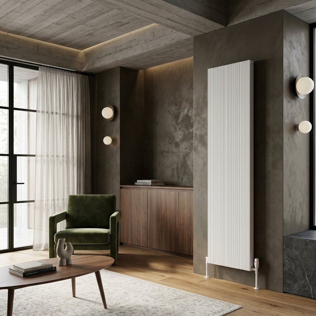 Reina Melvin Tall Contemporary Aluminium Radiator in White