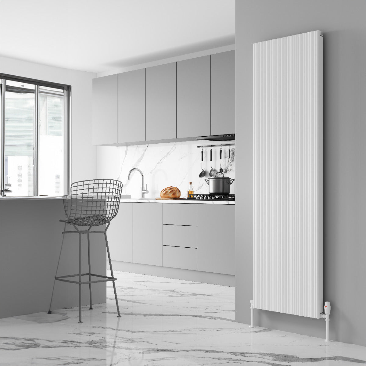 Reina Melvin Tall Contemporary Aluminium Radiator in White