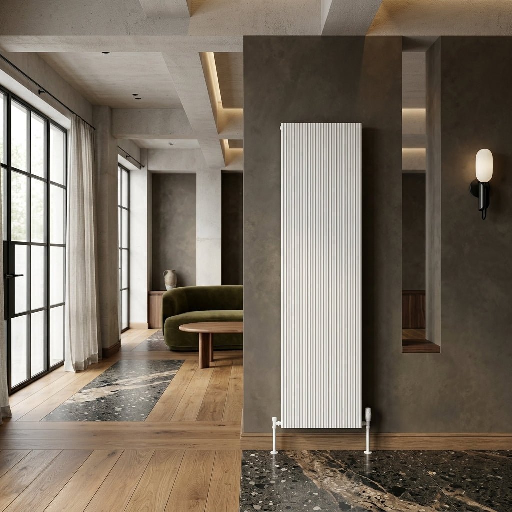 Reina Melvin Tall Contemporary Aluminium Radiator in White
