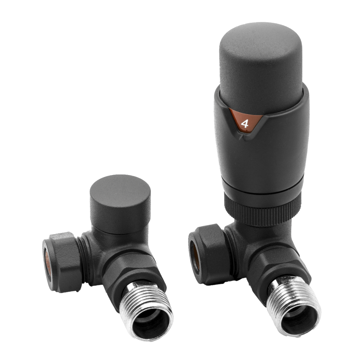 Reina Modal TRV Corner Valves in Anthracite