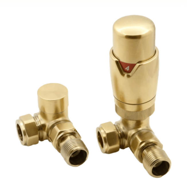 Reina Modal TRV Corner Valves in Brushed Brass