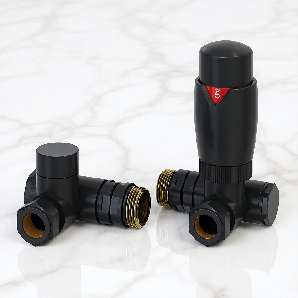 Reina Modal TRV Dual Fuel Corner Valves in Black