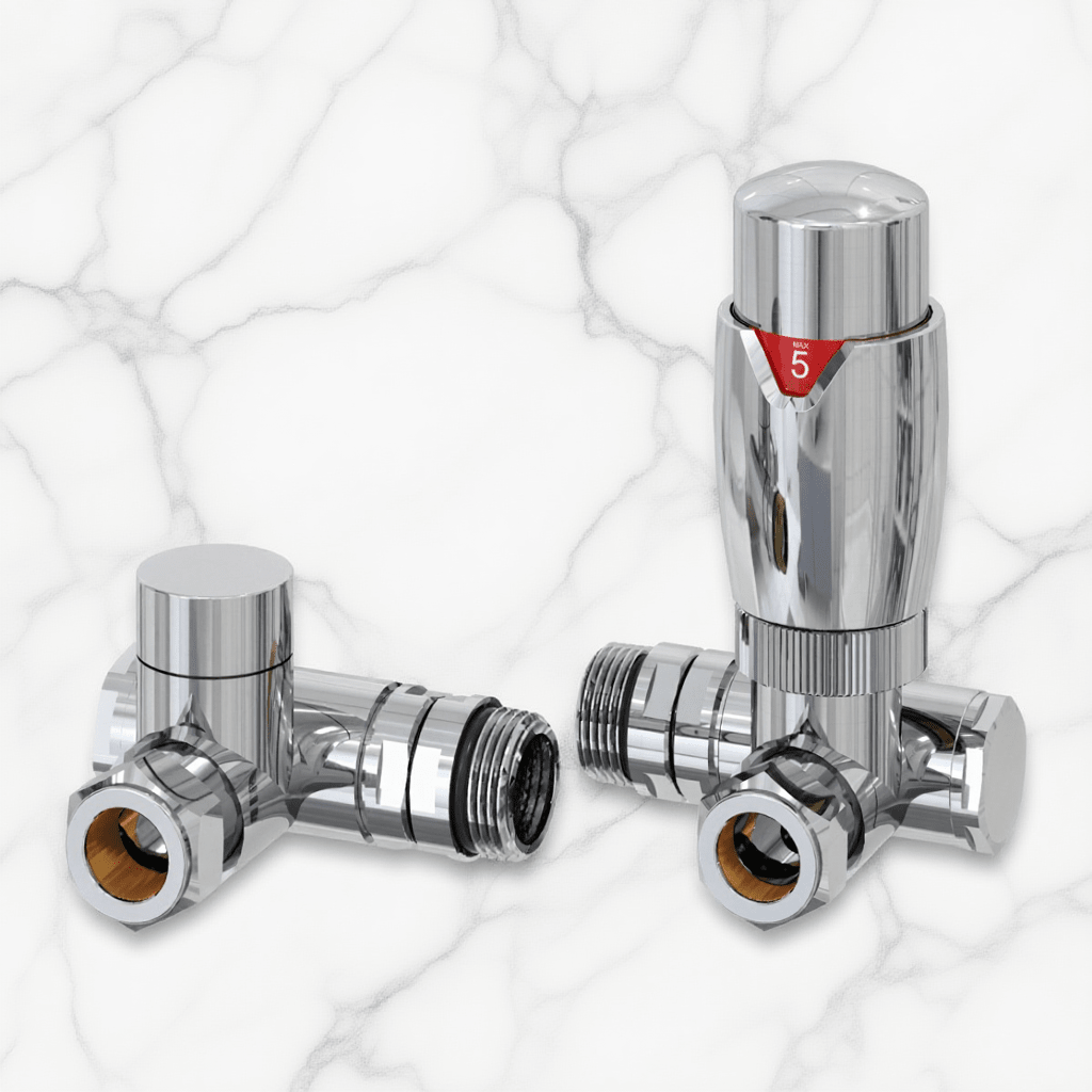 Reina Modal TRV Dual Fuel Corner Valves in Chrome