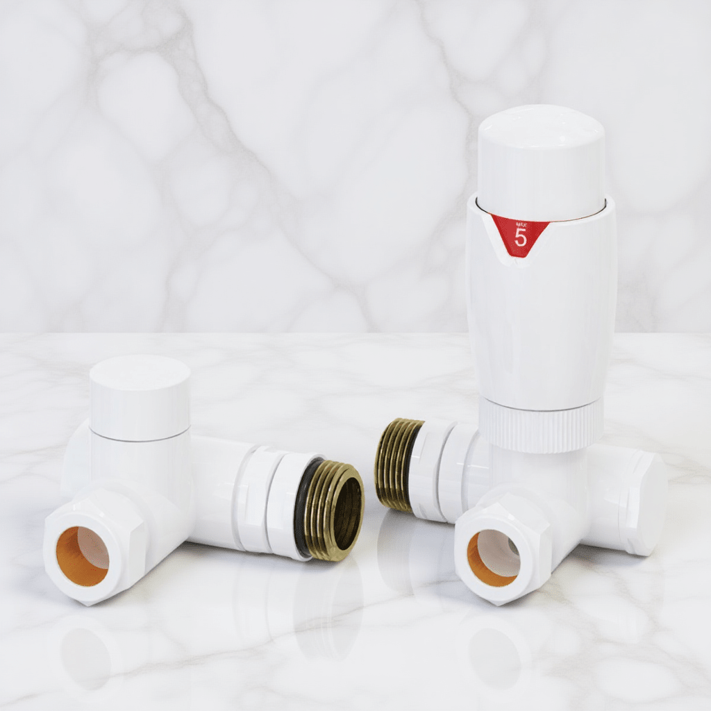 Reina Modal TRV Dual Fuel Corner Valves in White