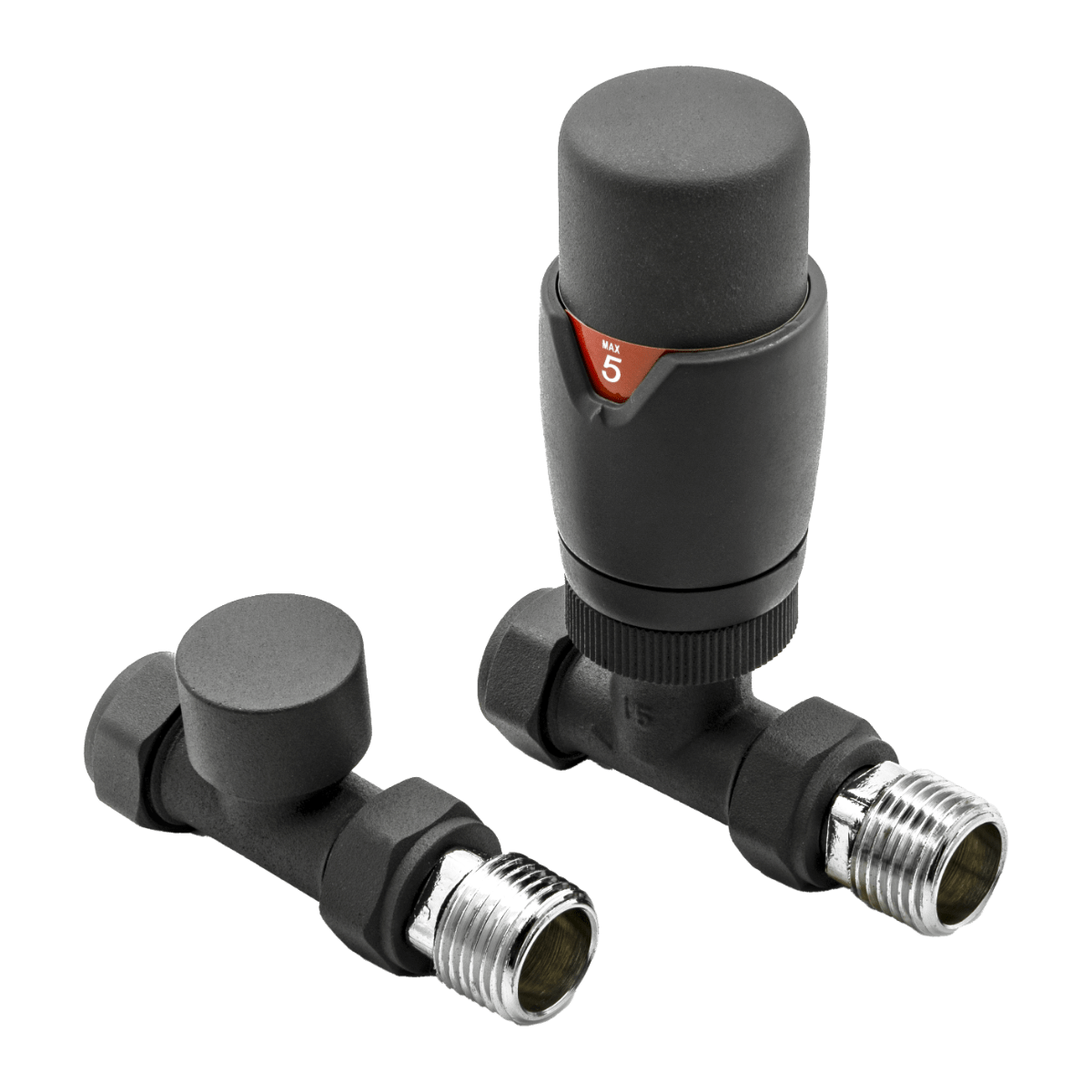 Reina Modal TRV Straight Valves in Anthracite