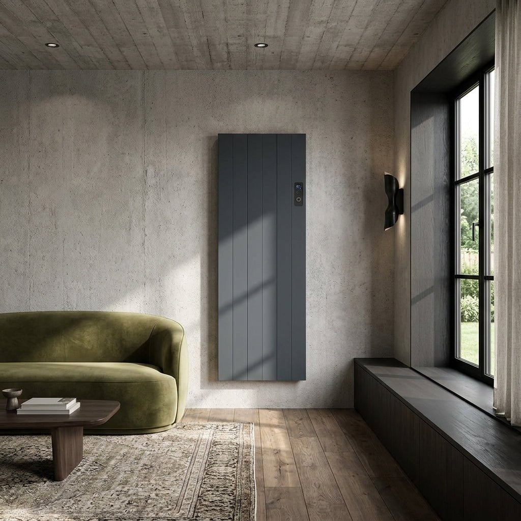 Reina Nika Vertical Electric Aluminium Radiator in Anthracite in Anthracite