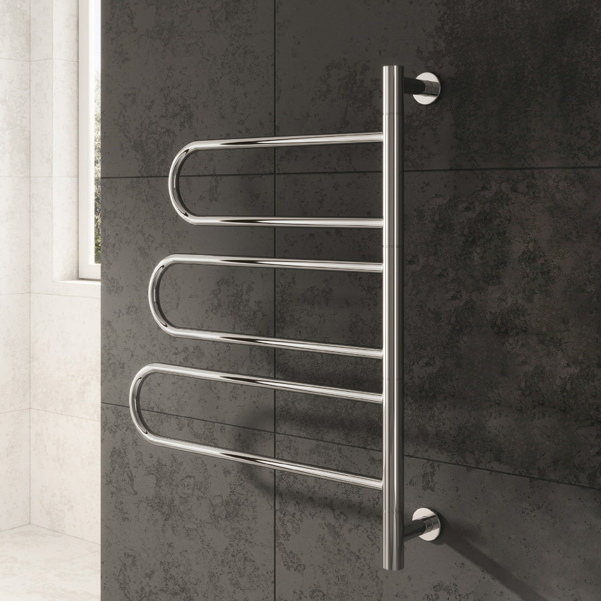 Reina Orne Dry Electric Heated Towel Rail in Polished Stainless Steel