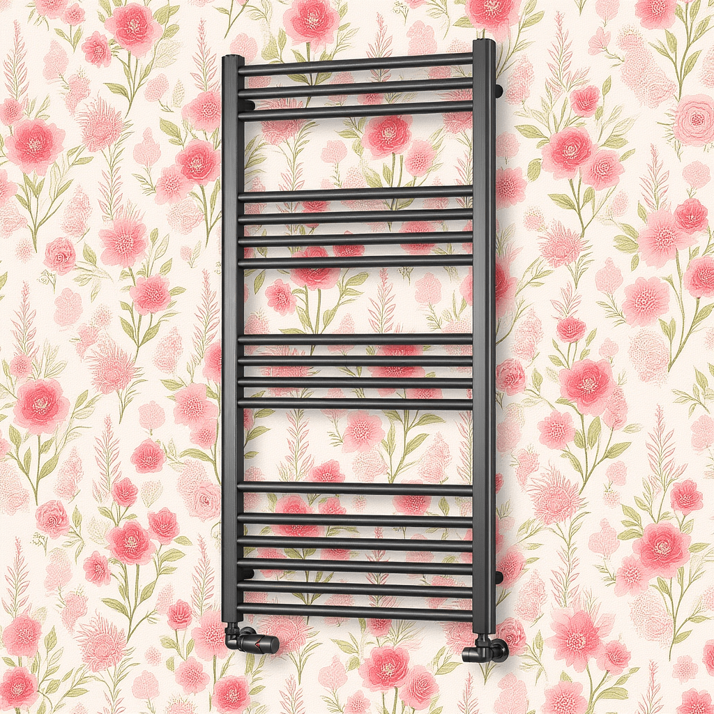 Reina Ottone Brushed Gun Metal Steel Bathroom Radiator in 1200H x 500W