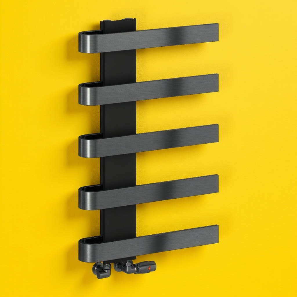 Reina Panaro Opulent Designer Bathroom Towel Radiator in Brushed Gun Metal | 1 colour, 3 sizes