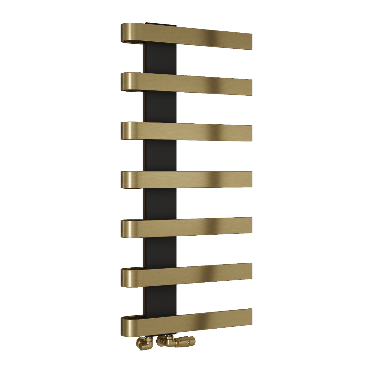 Reina Panaro Opulent Designer Bathroom Towel Radiator in Brushed Brass - 1100H x 500W