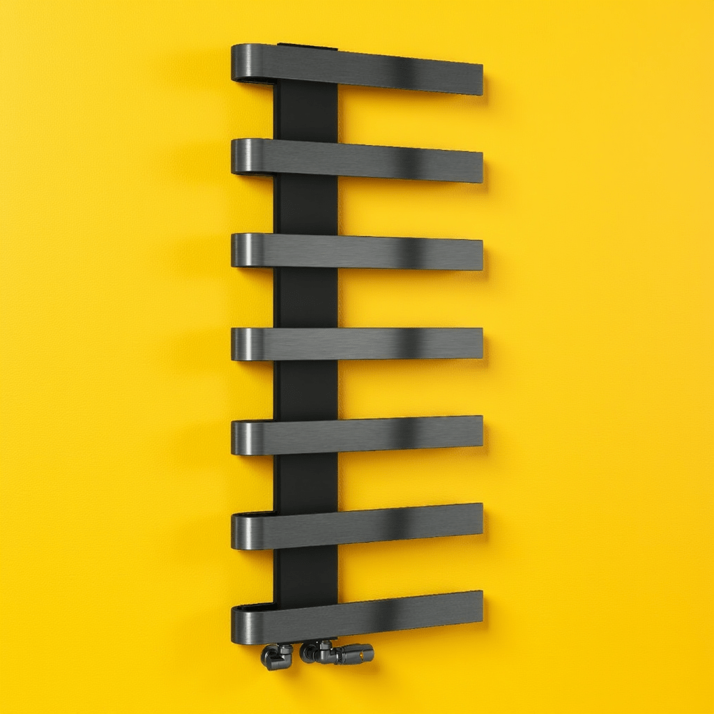 Reina Panaro Steel Bathroom Towel Radiator in Brushed Gun Metal in 1100H x 500W