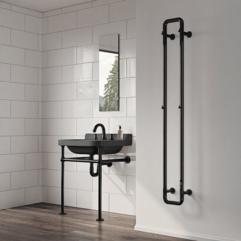 Reina Pelmo Steel Dry Electric Vertical Pipe Radiator in Polished Stainless Steel