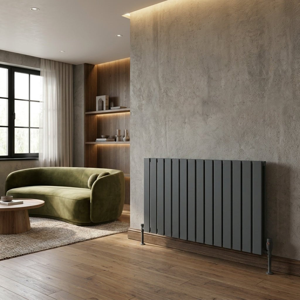 Reina Piatto Aluminium Horizontal Double Panel Radiator in 600H x 445W
