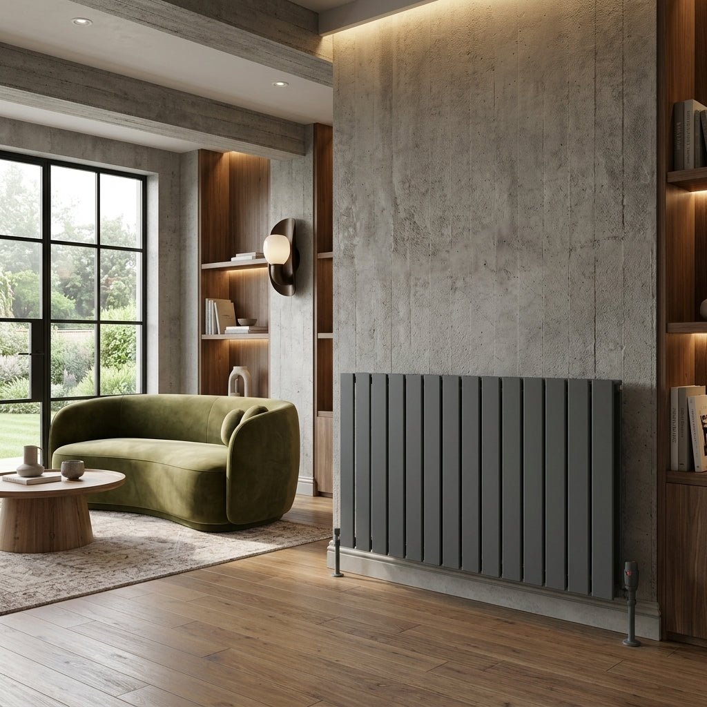 Reina Piatto Aluminium Horizontal Double Panel Radiator in 600H x 445W