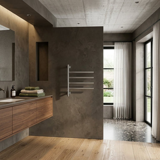Reina Rance Dry Electric Heated Towel Rail in Polished Stainless Steel in 455H x 500W