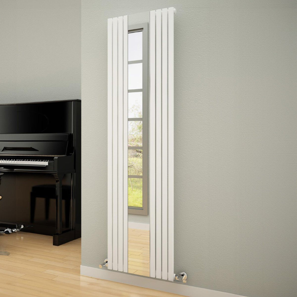 Reina Reflect Heated Mirror Steel Radiator in White