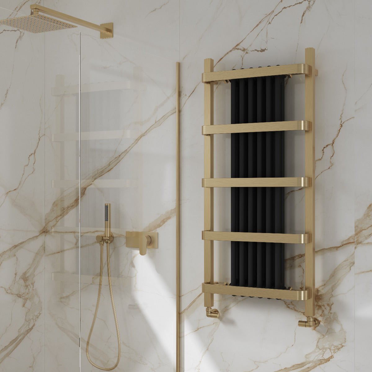 Reina Regina Brushed Brass Steel Bathroom Radiator in 800H x 550W
