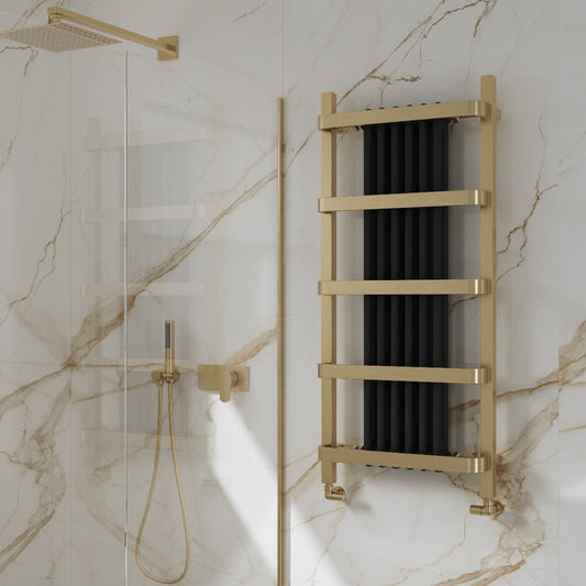 Reina Regina Brushed Brass Steel Bathroom Radiator in 800H x 550W