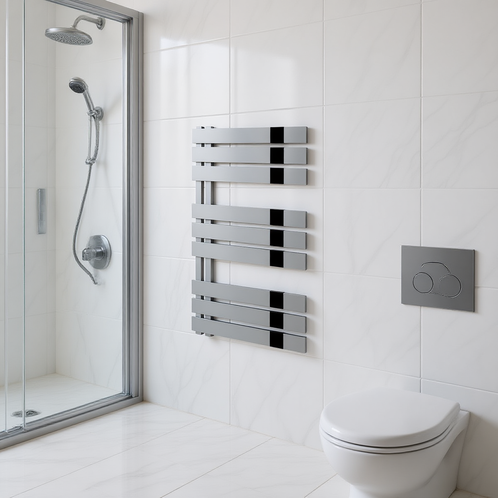 Reina Ricadi Tiered Polished Stainless Steel Bathroom Radiator | 1 colour, 3 sizes