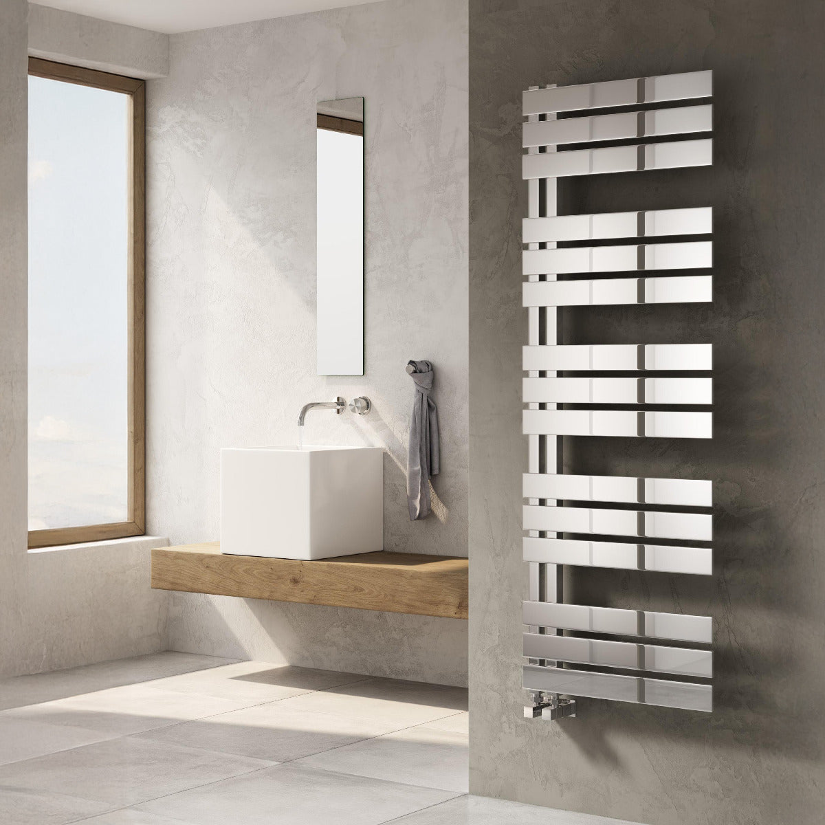 Reina Ricadi Tiered Polished Stainless Steel Bathroom Radiator | 1 colour, 3 sizes