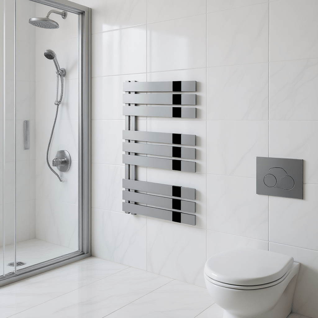 Reina Ricadi Tiered Polished Stainless Steel Bathroom Radiator in 1440H x 500W