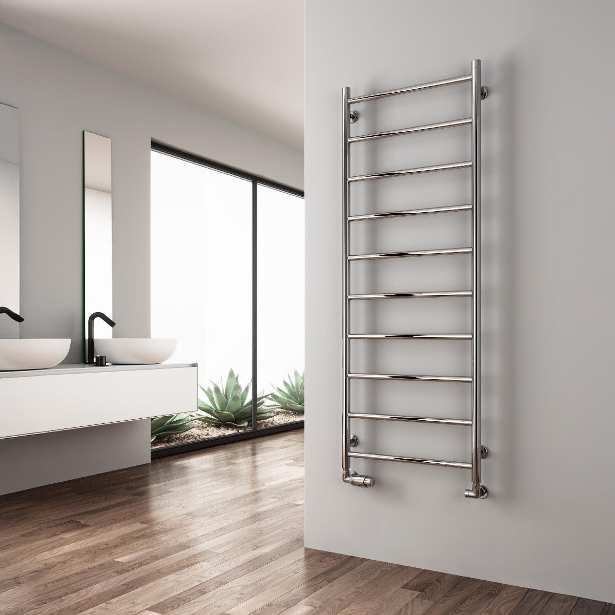 Reina Savio Polished Steel Bathroom Radiator in 800H x 500W