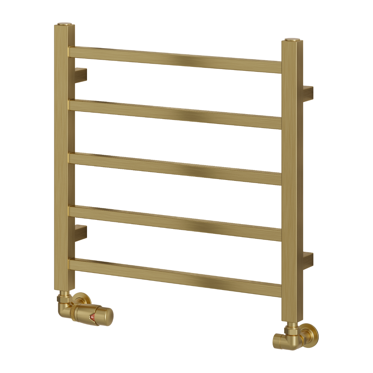 Reina Serena Brushed Brass Square Tube Heated Bathroom Towel Rail