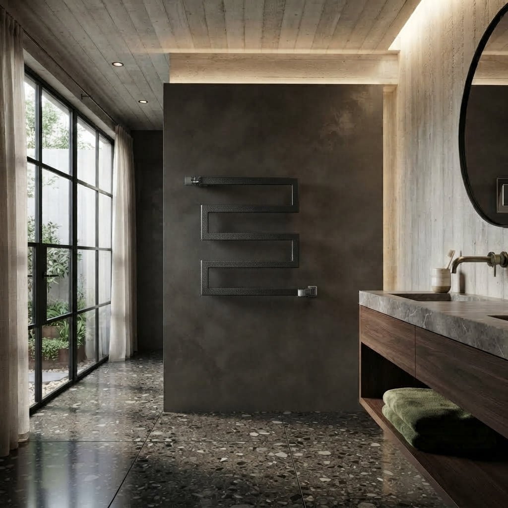 Reina Serpe Geometric Designer Steel Bathroom Radiator in 510H x 500W
