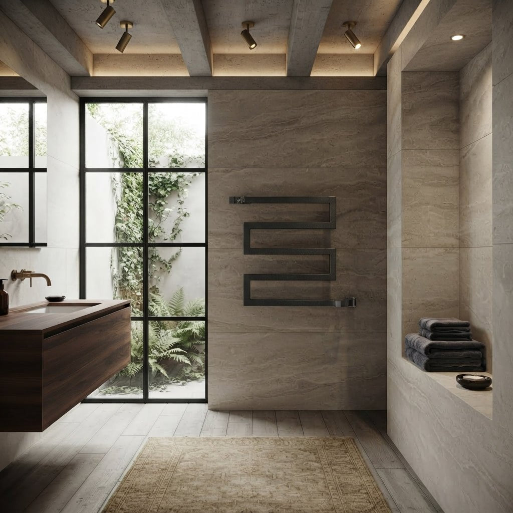 Reina Serpe Geometric Designer Steel Bathroom Radiator in 510H x 500W