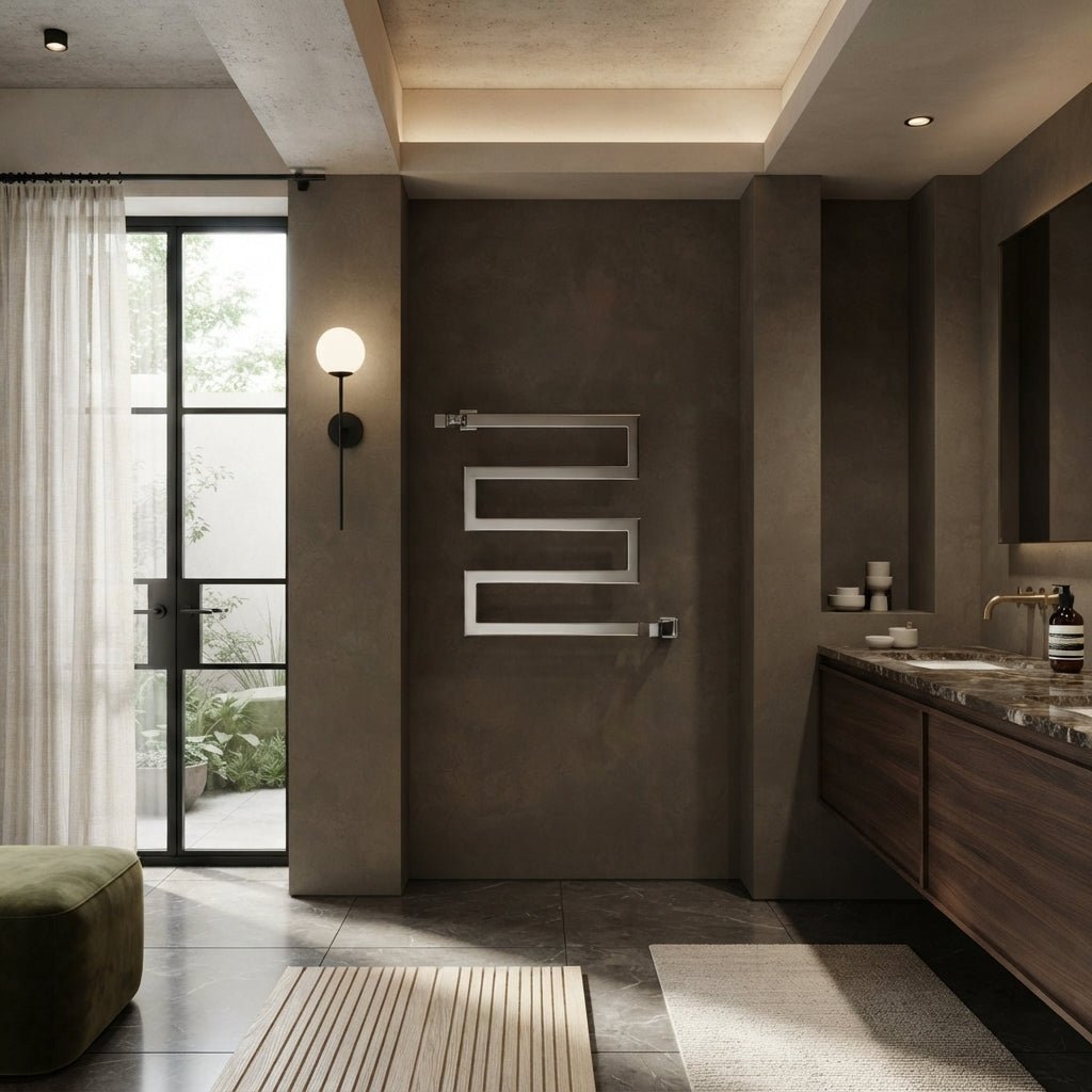 Reina Serpe Geometric Designer Steel Bathroom Radiator in 510H x 500W