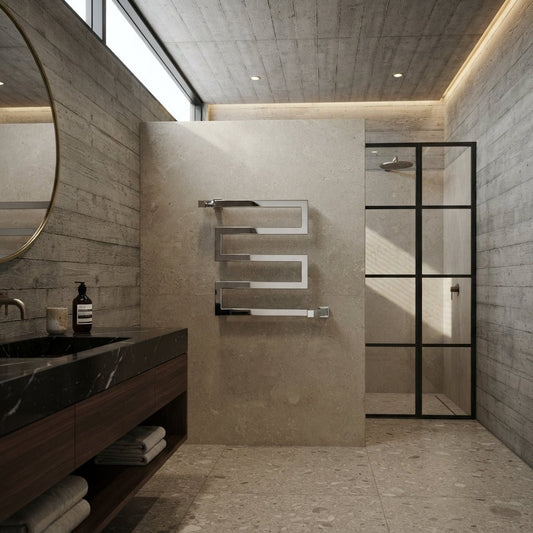 Reina Serpe Geometric Designer Steel Bathroom Radiator in 510H x 500W