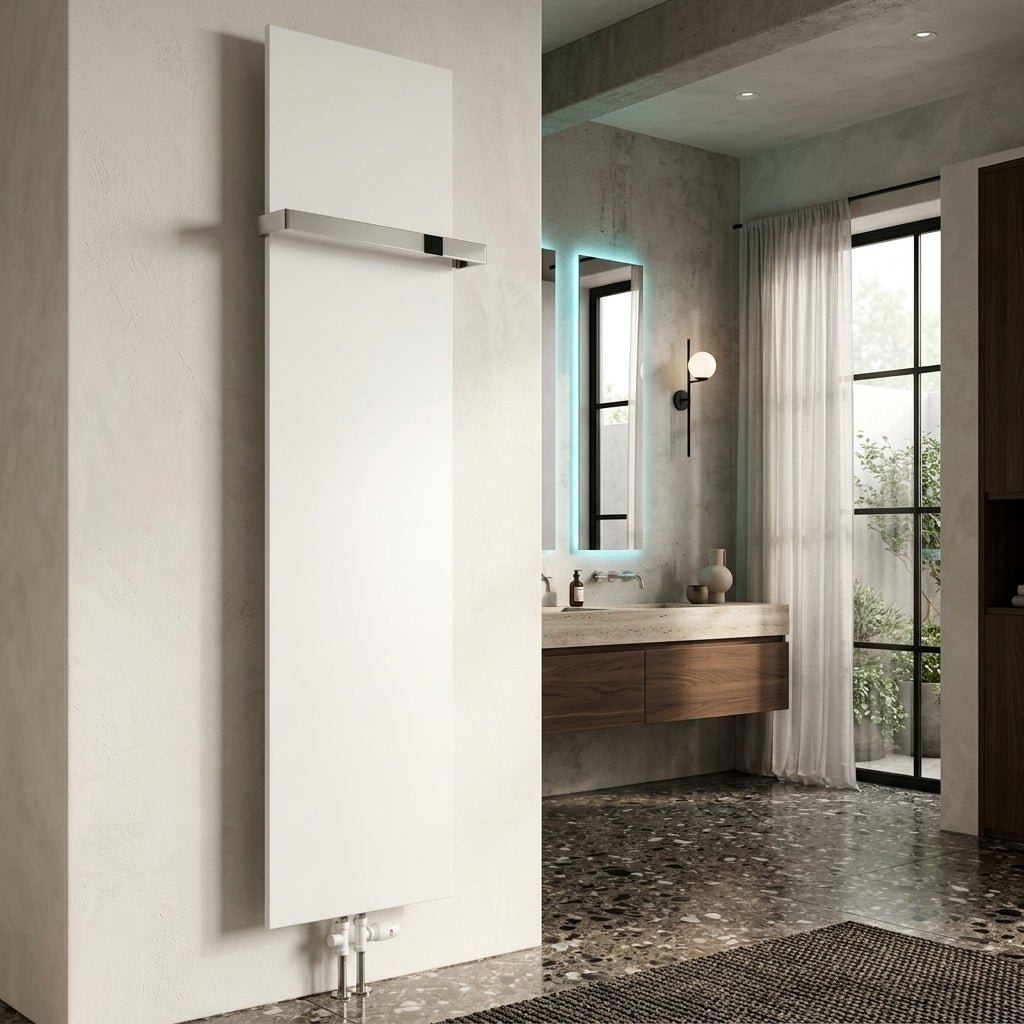 Reina Slimline Flat Vertical Steel Radiator in White