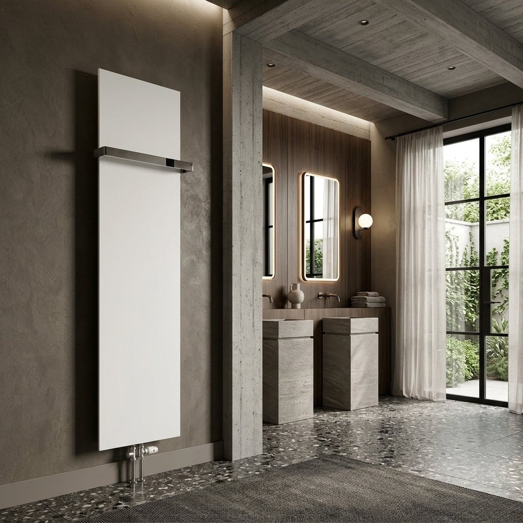 Reina Slimline Flat Vertical Steel Radiator in White