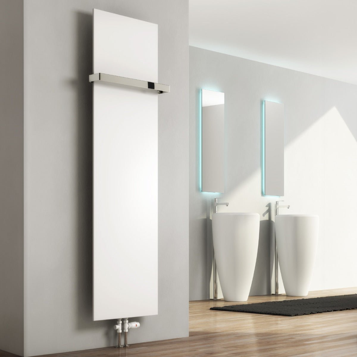 Reina Slimline Flat Vertical Steel Radiator in White