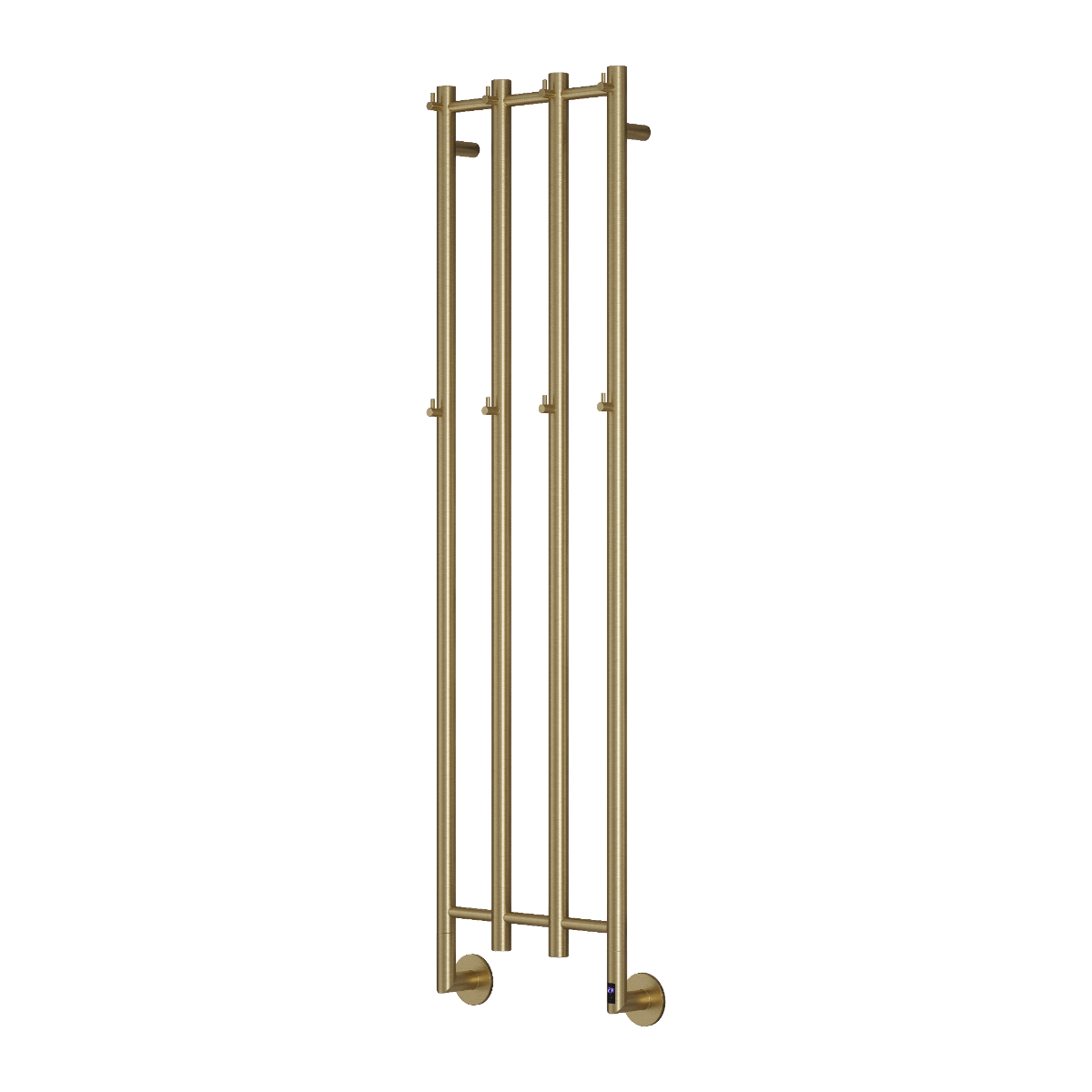 Reina Solara Brushed Brass Vertical Bar Steel Dry Electric Bathroom Radiator in Brushed Brass
