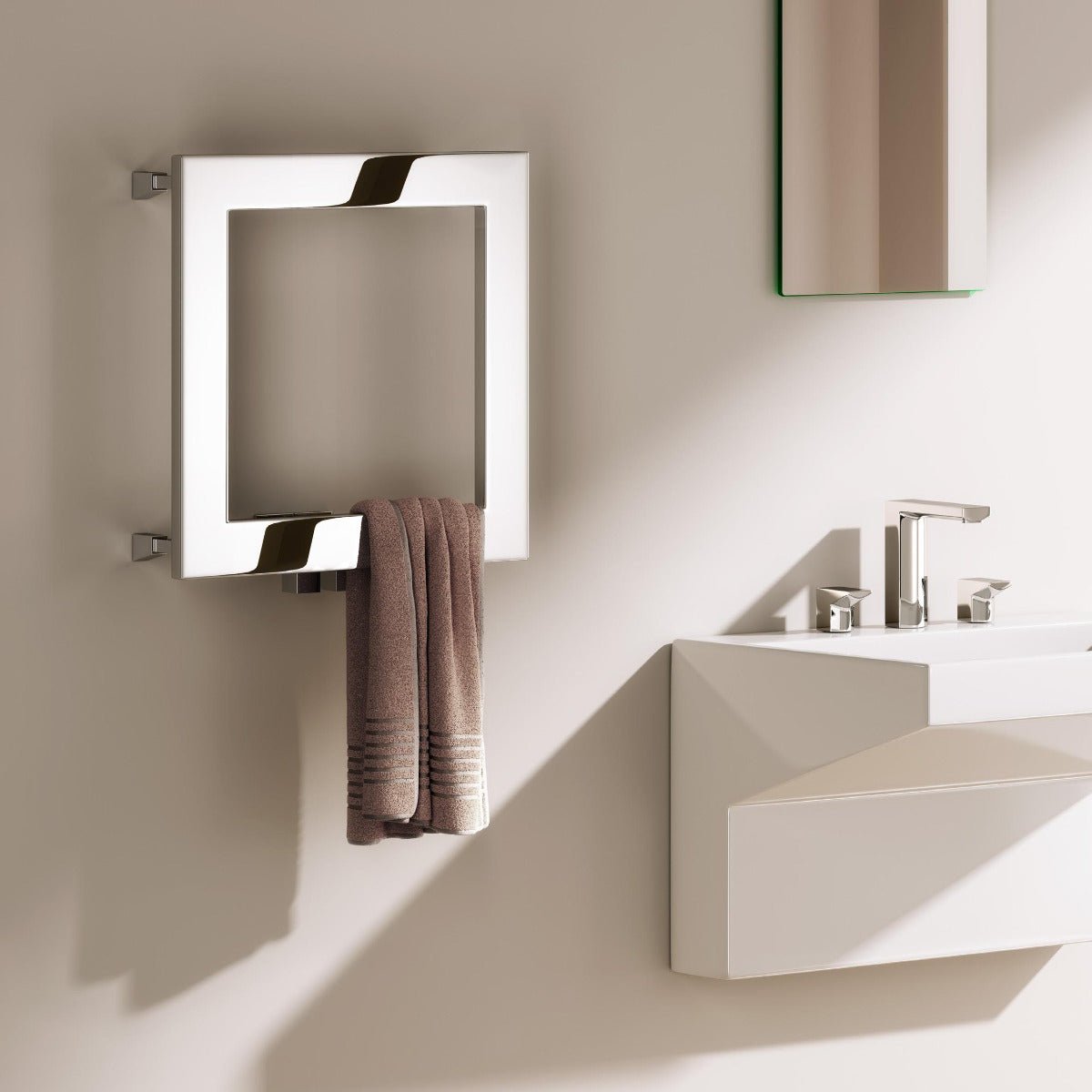 Reina Square Polished Stainless Steel Modern Radiator in Polished Steel