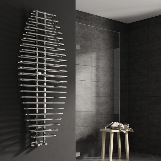 Reina Teano Chrome Steel Modern Bathroom Radiator in Chrome