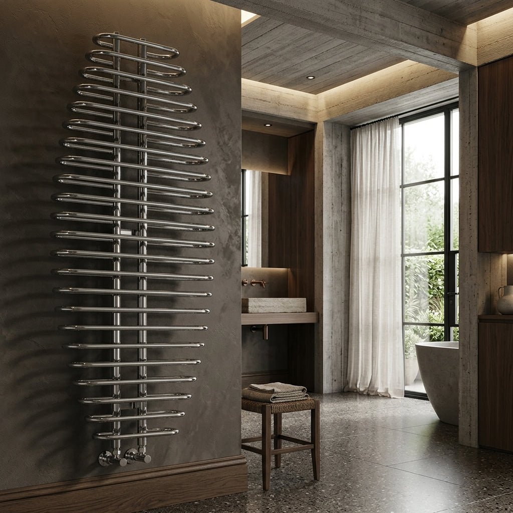 Reina Teano Chrome Steel Modern Bathroom Radiator in Chrome