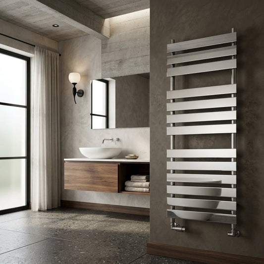 Reina Trento Chrome Steel Bathroom Radiator in Chrome