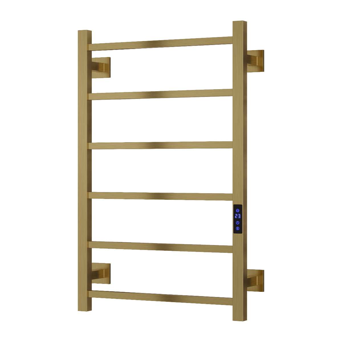 Reina Velino Brushed Brass Steel Dry Electric Bathroom Radiator in 800H x 500W