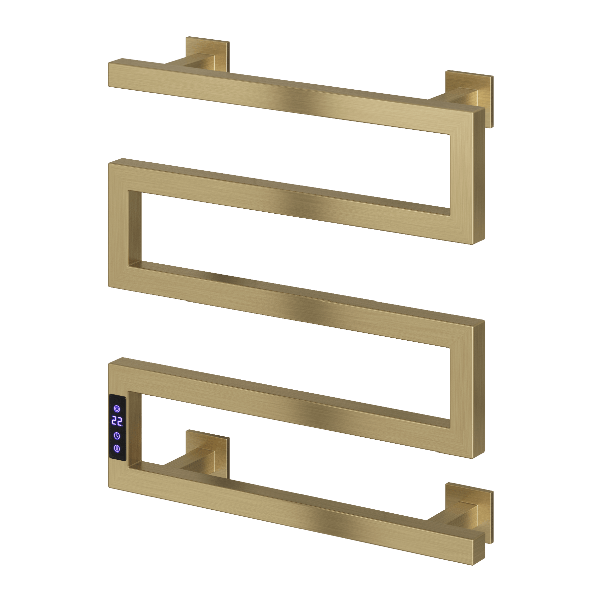 Reina Vispa Steel Brushed Brass Dry Electric Heated Towel Rail in Brushed Brass