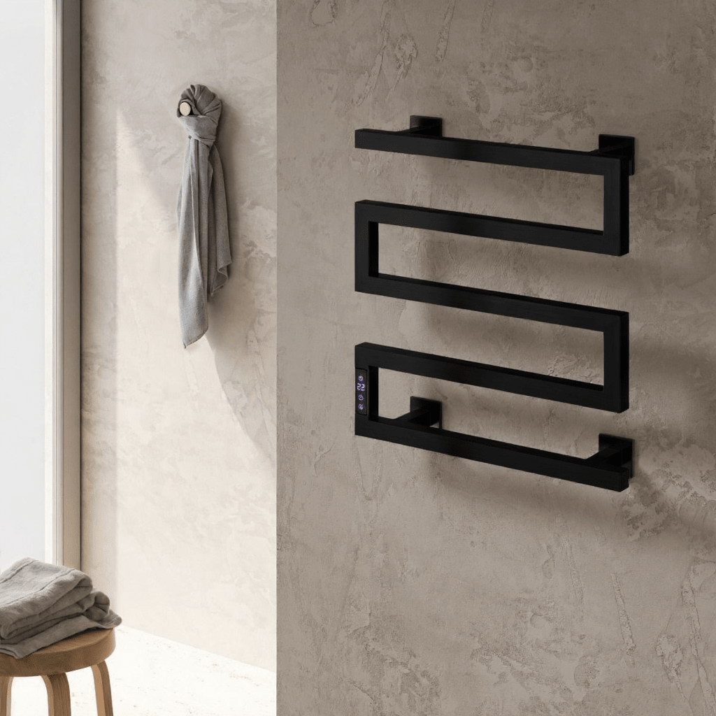Reina Vispa Steel Dry Electric Heated Towel Rail in Matt Black