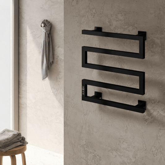 Reina Vispa Steel Dry Electric Heated Towel Rail in Matt Black