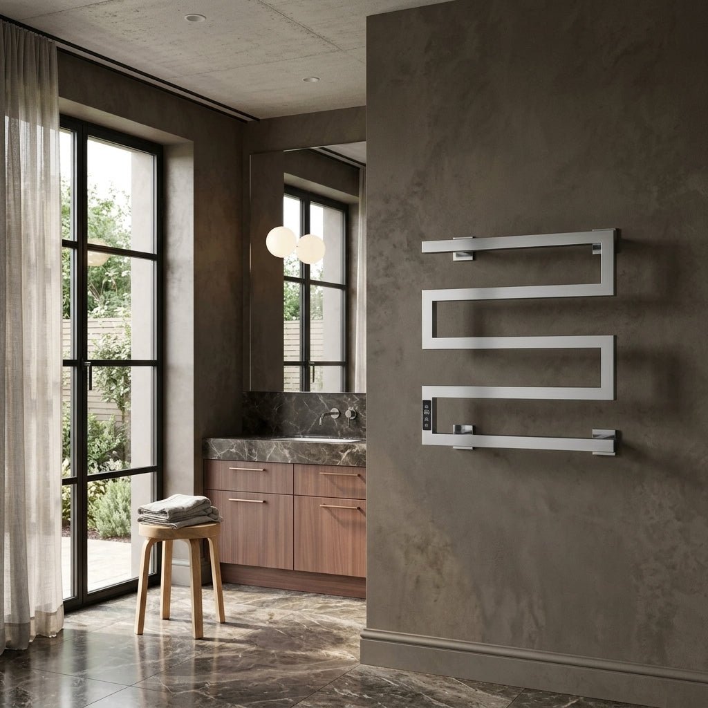 Reina Vispa Steel Dry Electric Heated Towel Rail in Polished Stainless Steel