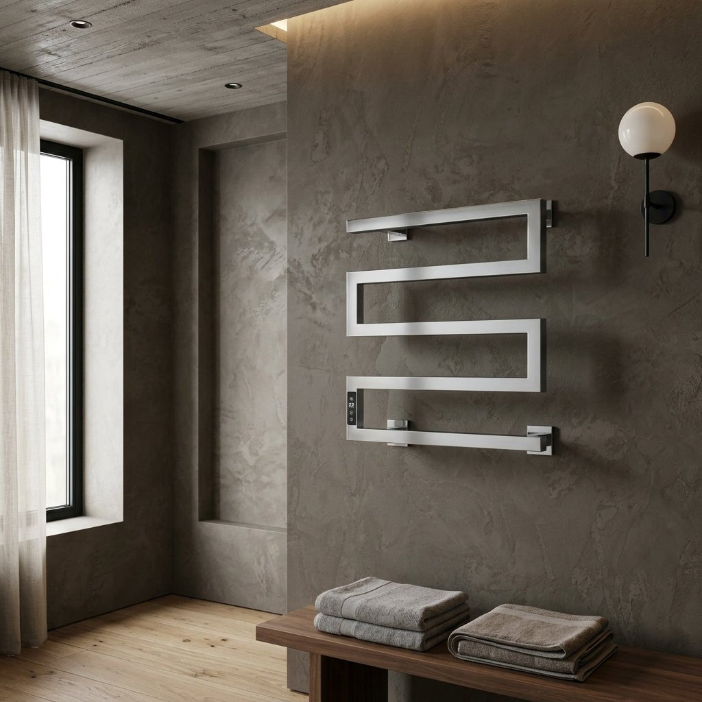 Reina Vispa Steel Dry Electric Heated Towel Rail in Polished Stainless Steel