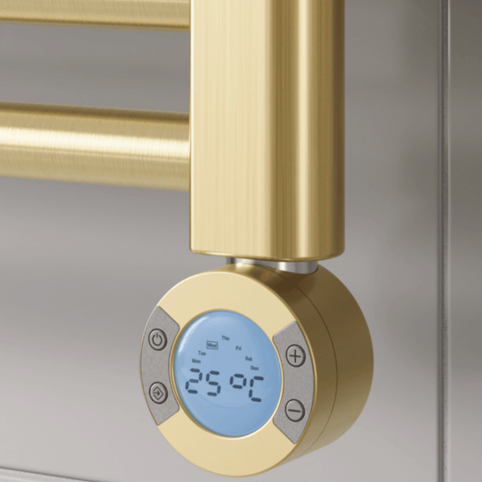 Reina Weekly Thermostatic Radiator Control Unit in Brushed Brass