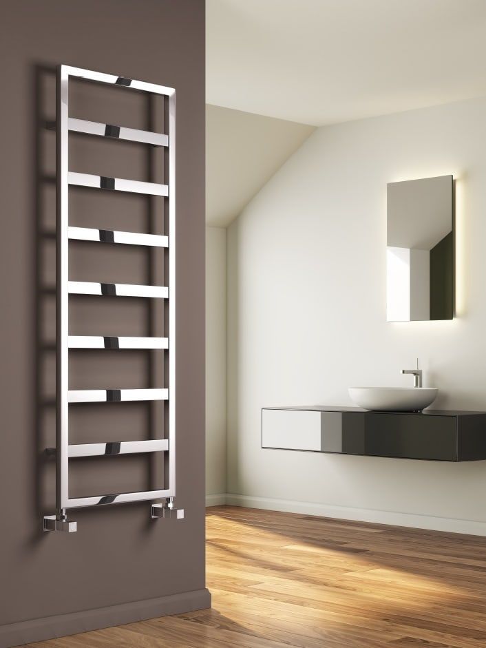 Reina Rezzo Steel Modern Wall Mounted Chrome Towel Radiator | 2 colours, 6 sizes