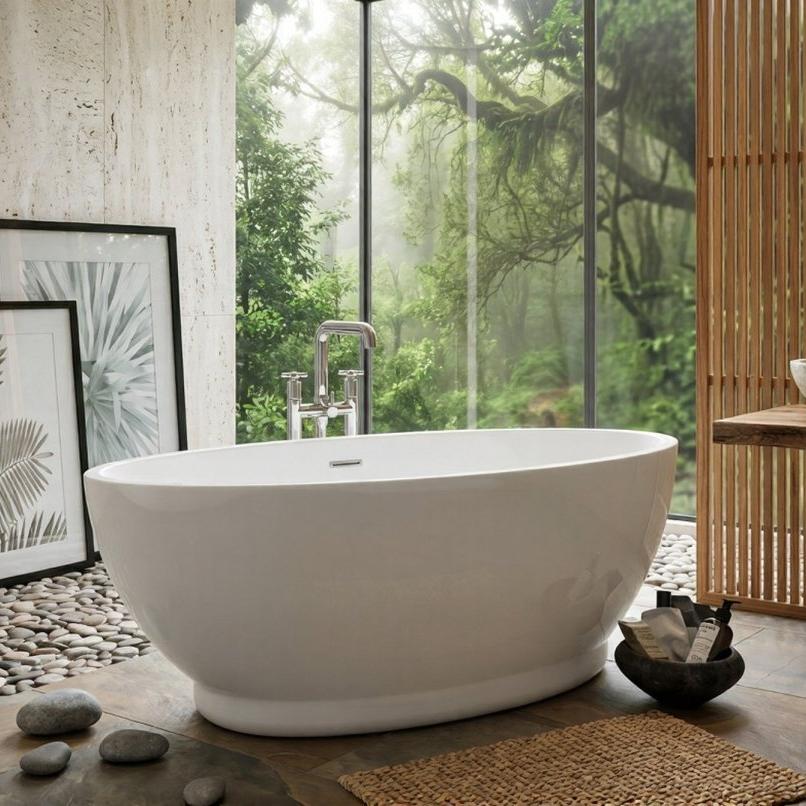 Royce Morgan Abbey Freestanding Bath Tub Classic Curved Slipper Style in L1675 x W765 x H580mm
